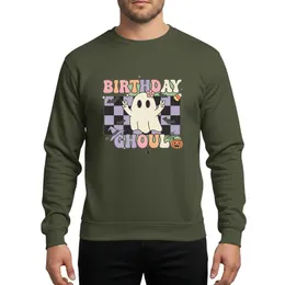 Women & Girls' Pastel Groovy Birthday Ghoul Ghost Checkerboard Bats Jack-O-Lantern Design Sweatshirt