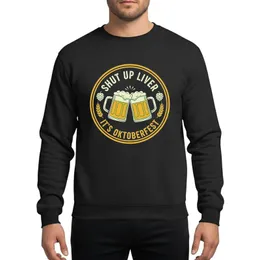 Oktoberfest Enthusiasts' Vintage Distressed Golden Yellow Beer Steins Off-White 'Shut Up Liver' Art Sweatshirt