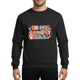 Unisex In My Groovy Era Retro 70s Peach Pink Teal Peace Sign Daisy Bubbly Text Sweatshirt