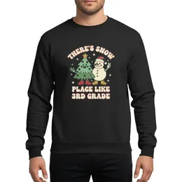 3rd Grade Educators' Cheerful Snowman & Christmas Tree Retro Cartoon Muted Green Red Golden Groovy Text Sweatshirt