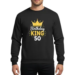 Men's Golden Yellow White Illustrative Crown Birthday King 50 Script Sans-Serif Design Sweatshirt