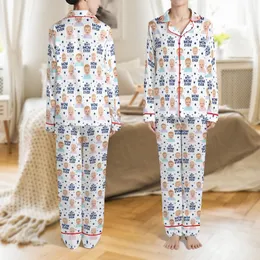 Mothers & Family White Repeating Pattern: Crisp Baby Faces, Pastel Hues, Dark Blue 'BEST MOM EVER' Text, Crowns, Stars Satin Pajamas Set