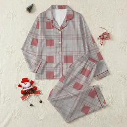 Kids' Muted Light Grey Dusty Rose Red Clean Minimalist Geometric Plaid Pattern Satin Pajamas Set