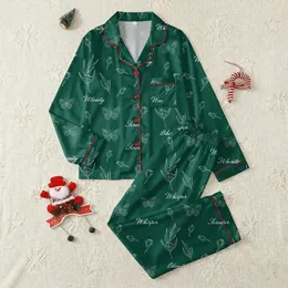 Bridal Party Members' Elegant Minimalist Eucalyptus Rose Bud Butterfly Botanical Green Line Art Script Satin Pajamas Set