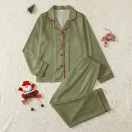 Kids' Muted Olive Green Cream Split Minimalist Botanical Line Art Pattern Satin Pajamas Set