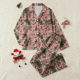 Children's Red White Gingham Dark Green Shamrock Vine Rustic Holiday Pattern Satin Pajamas Set