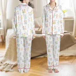 Kids' Whimsical Watercolor Children Figures Pastel Polka Dot Star Plaid Dream Theme Satin Pajamas Set