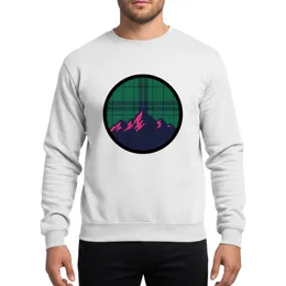 Vintage Outdoor Mountain Range Plaid Emblem Deep Green Navy Blue Vector Art Sweatshirt