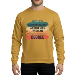 Never Underestimate An Old Man With An Engineering Degree Retro Grunge Civil Electrical Mechanical Engineer Teal Orange Sweatshirt