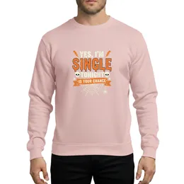 Halloween Distressed Typographic 'Yes I'm Single Tonight' Costume Graphic Witches Sorcer Zombie Sweatshirt