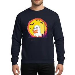 Booooks Funny Ghost Reading Orange Book Halloween Teacher Library Full Moon Bat & Cat Scene Sweatshirt