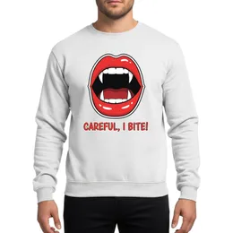 Careful I Bite Vampire Fangs Red Lips Retro Pop Art Halloween Party Sweatshirt