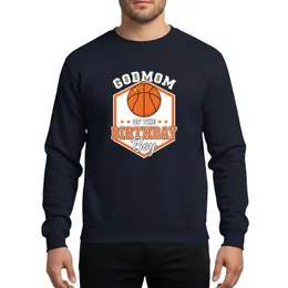 Godmom Of The Birthday Boy Athletic Basketball Celebration Orange White Hexagon Design Sweatshirt
