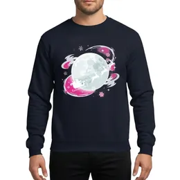 Christmas Santa Flight, Luminous Moon, Elegant Reindeer Silhouette Art Sweatshirt
