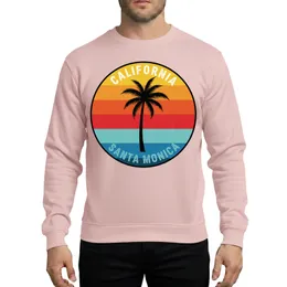 Vintage Santa Monica California Palm Tree Horizon Distressed Circle Art Design Sweatshirt