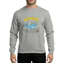Hand-Drawn Narwhal GRANDMA of THE BIRTHDAY Girl Family Party Celebration Sweatshirt