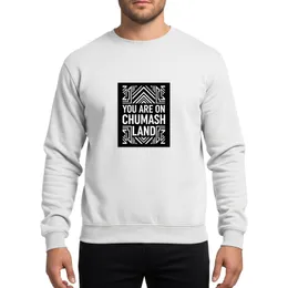 Chumash Land Acknowledgment Santa Barbara Ventura White Typographic Geometric Display Sweatshirt