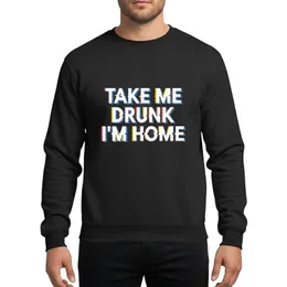 Humorous Take Me Drunk I'm Home Party Glitch Artwork White Red Cyan Yellow Blue Sweatshirt