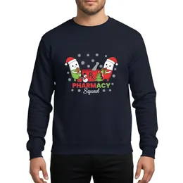 Funny Pharmacy Squad Matching Christmas Holiday Design with Festive Pill Capsules, Mortar, & Snowman Sweatshirt