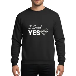 I Said Yes Elegant White Script Diamond Engagement Party Matching Celebration Sweatshirt