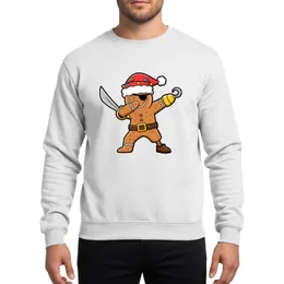 Dabbing Festive Gingerbread Pirate Character Santa Hat Eye Patch Golden Hook Christmas Halloween Design Sweatshirt