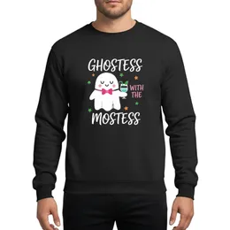 Women's Halloween Party Ghostess Mostess Cute Ghost Pink Bow Cocktail Stars Sweatshirt