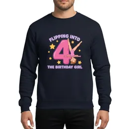 Flipping Into 4th Birthday Girl Gymnast Party Pink Four Star Graphic Sweatshirt