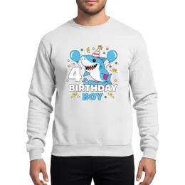 Cartoon Happy Shark 4th Birthday Ocean Party for Toddler Boys 4 Years Old Sweatshirt