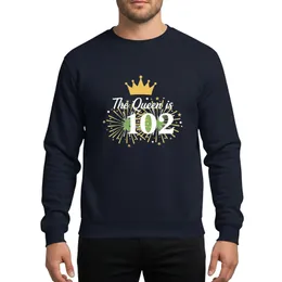 Her 102nd Birthday Queen Celebration: Elegant Gold Crown & Festive Fireworks Sweatshirt