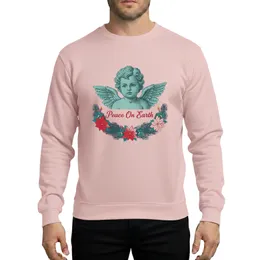 Classical Engraved Cherub Peace On Earth Garland Christmas Poinsettia Teal Crimson Design Sweatshirt