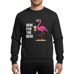 Here For The Beer Distressed Flamingo Beer Mug Grunge Party Vintage Style Sweatshirt