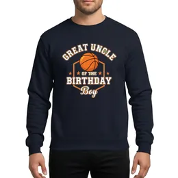 Great Uncle Of The Birthday Boy Basketball Theme White Orange Collegiate Athletic Graphic Sweatshirt