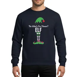 Christmas Whimsical Elf 'What's For Dinner?' Green Hat Red Stripes Family Holiday Character Sweatshirt