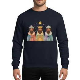 Christmas Epiphany Three Kings Following Golden Star Specks Rustic Folk Art Muted Hues Sweatshirt