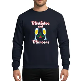 Mistletoe Mimosas Funny Christmas Wine Lover Retro Script Champagne Flutes Holly Graphic Sweatshirt
