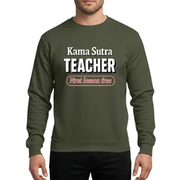 Witty 'Kama Sutra Instructor' First Lesson Free Playful Party Graphic Design Sweatshirt
