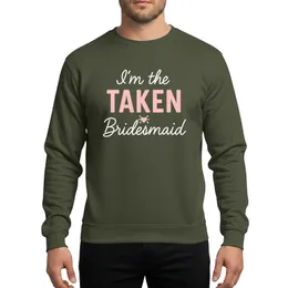 Womens I'm The TAKEN Bridesmaid Bachelorette Group Matching Pastel Pink Heart Sweatshirt