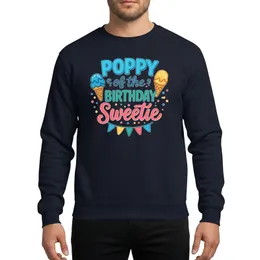 Poppy Birthday Sweetie Ice Cream Party Grandpa Granddaughter Blue Pink Teal Design Sweatshirt