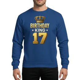 Birthday King Seventeenth Bold Metallic Gold 3D Crown Regal Celebration Sweatshirt
