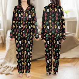 Funny 67 Meme Christmas Pajama Set | Whimsical Red Green Gold Number All-Over Print Loungewear Satin Pajamas Set