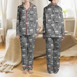 3pc Crew Neck Short Sleeve Comfort Ensemble - 'NOPE not today' 'OVER THINKING' Monochromatic Lounge Art Satin Pajamas Set