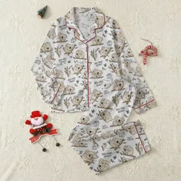Women's Whimsical Sleeping Koala Nightgown: Soft Gray, "Sweet Dreams" Print, Ruffled Hem Loungewear Satin Pajamas Set