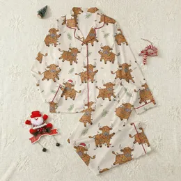 Toddler Kids Highland Cow Tangled Christmas Lights Whimsical Fleece Loungewear Top Satin Pajamas Set