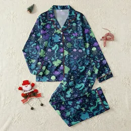 Family Deep Sea Pajamas: Playful Anglerfish & Eels Cartoon Print Satin Pajamas Set