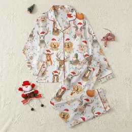 Personalized Family Christmas Pajamas: Whimsical Farm & Forest Critter Holiday Ensemble Satin Pajamas Set