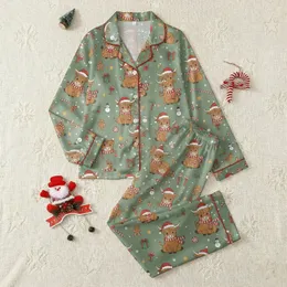 Highland Cow Lover's Christmas Pajamas: Fluffy Santa Hat Cow & Candy Cane Pattern Satin Pajamas Set