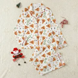 Pizza Enthusiast All-Over Cartoon Pepperoni Slice & Toppings Low Top Canvas Shoes Satin Pajamas Set