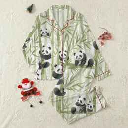 Panda Lover Whimsical Watercolor Bamboo Forest Canvas Low-Top Footwear Satin Pajamas Set