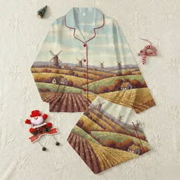 Aesthetic Home Decor: Monet Inspired Windmill Zaandam Cotton Woven Tapestry Throw Satin Pajamas Set