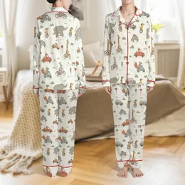 Toddler Bamboo Cotton Pajamas: Whimsical Animal Highway Design - Long Sleeve Sleep Set Satin Pajamas Set